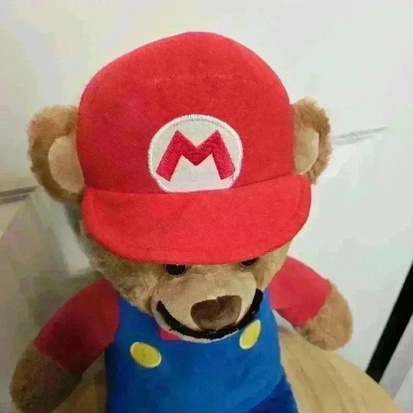 Build A Bear Super Mario Bear with working button/theme song 2017 Red/Blue/Brown - Picture 2 of 6